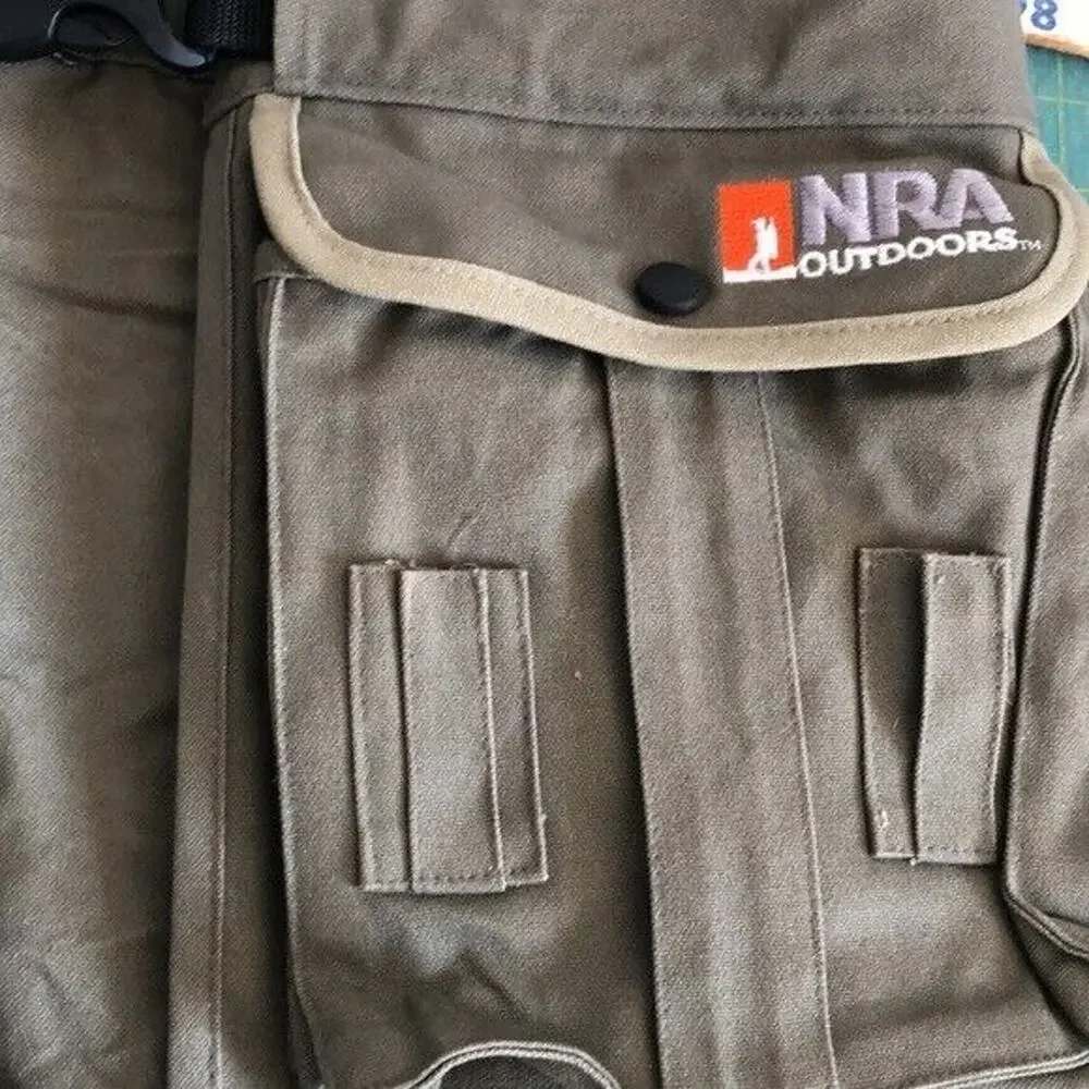 NRA Outdoors hunting hiking Shooting Belt pockets zippers adjustable canvas